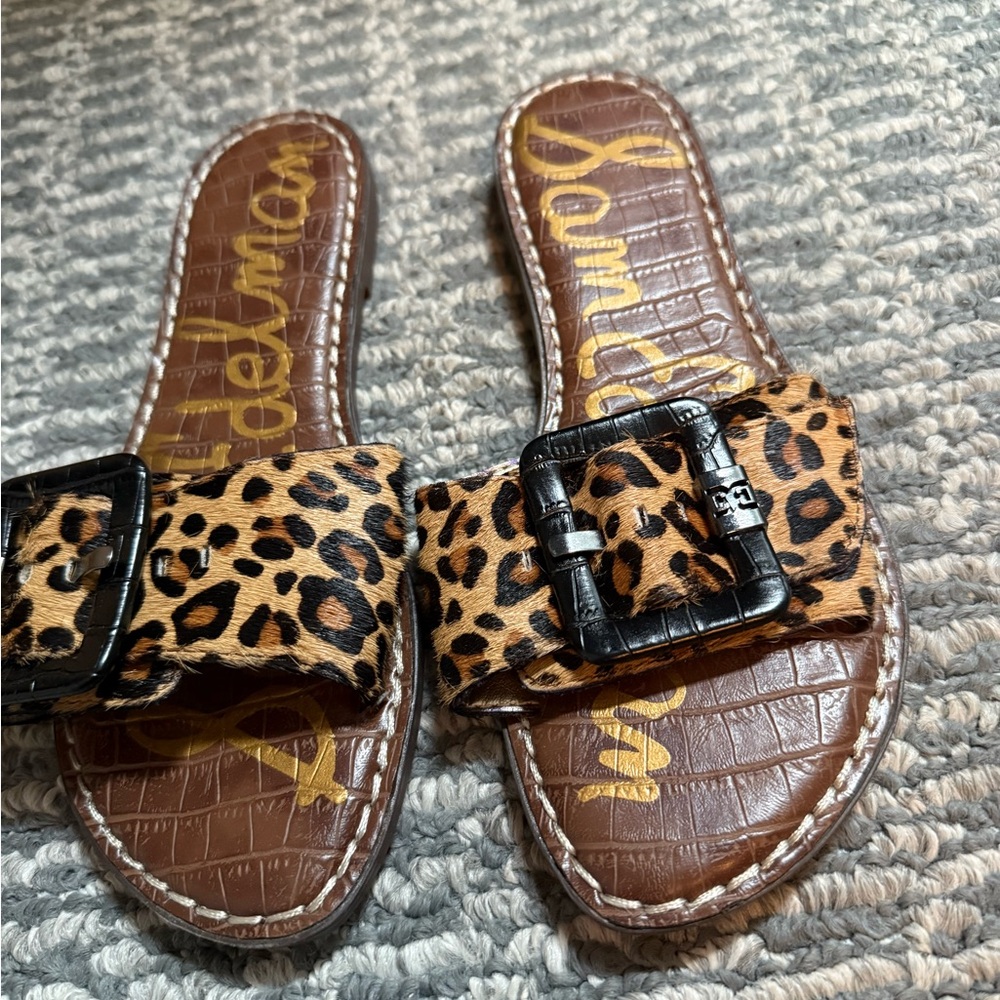 Sam Edelman Animal Print Sandals with Black Buckle